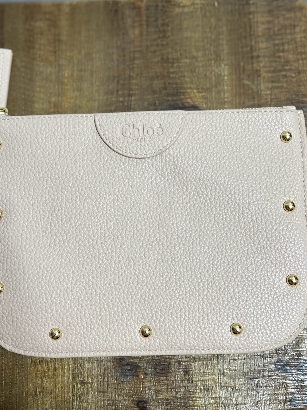 Chloe Vegan Pebbled Leather Light Blush Pouch/Clutch/Makeup Pouch